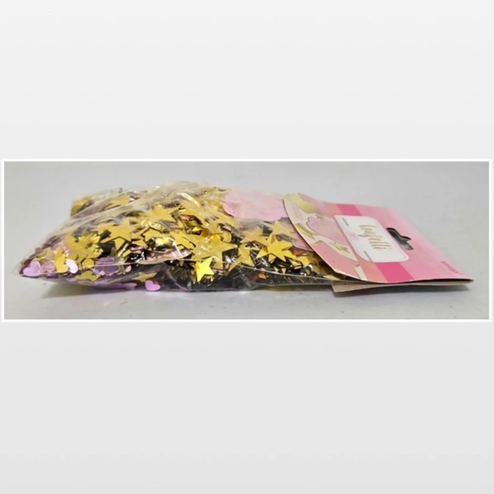 New amscan Confetti Baby Girl Party Gold Stars Hearts Pink Clouds 2.5oz NWT